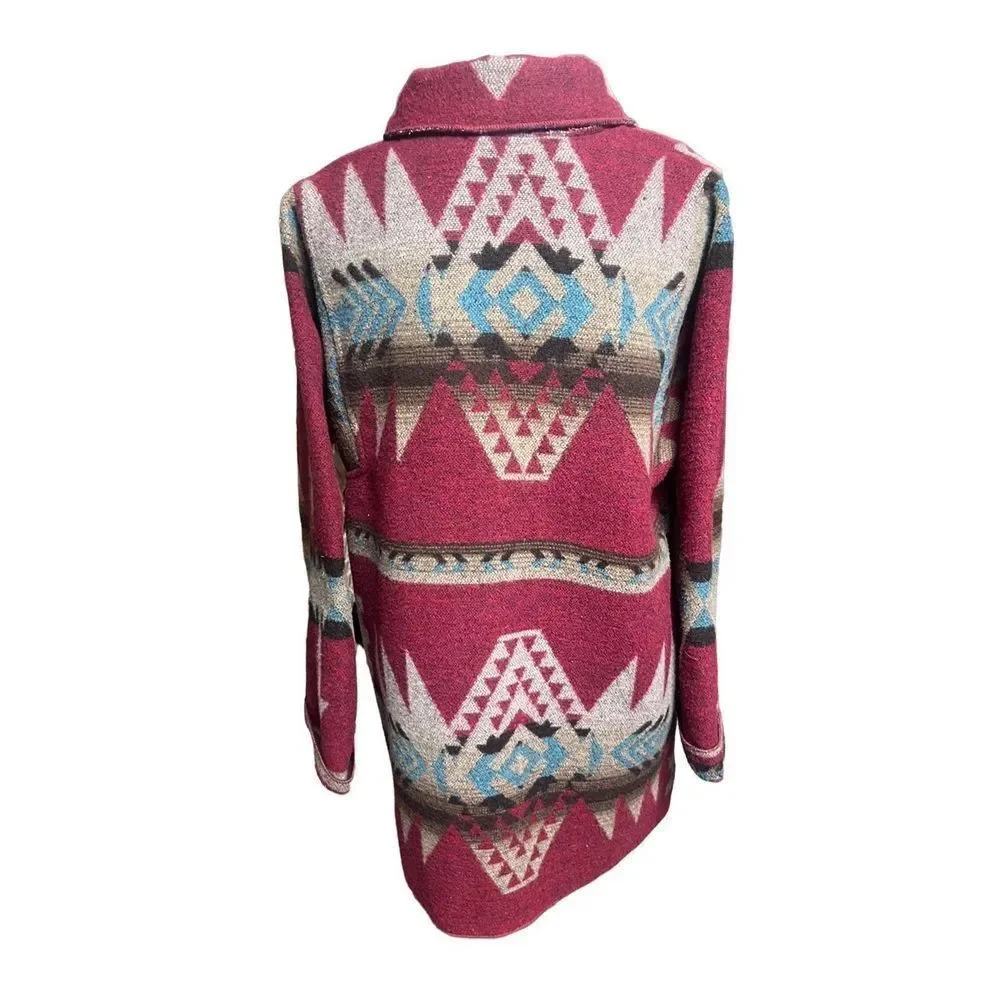 Vintage North Style Aztec Southwestern Wool Blend Multicolored Jacket size Large - Picture 6 of 13